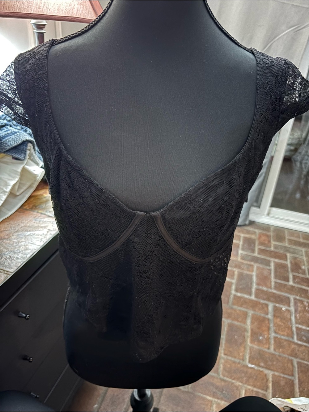 Garage Black Lace Cap Sleeve Bralette Top - Women Intimates